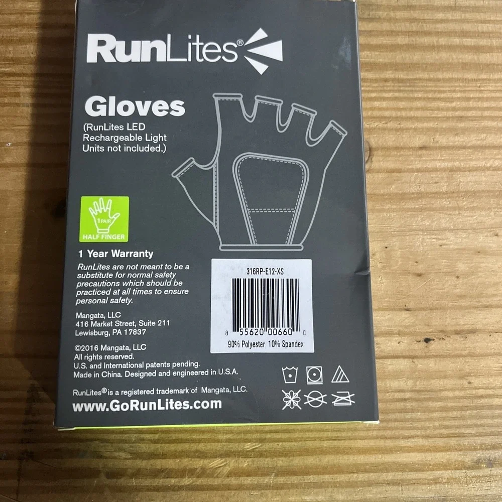 RunLites Pink Purple Striped Half Finger‎ Running Glove Size XS With Lights